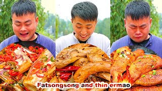 mukbang  malatang  Kebab  bread crab  funny mukbang  fatsongsong and thinermao  tzuyang [upl. by Latimore]