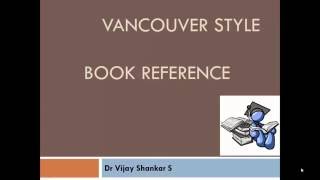 BOOK REFERENCING  VANCOUVER STYLE [upl. by Amalia]