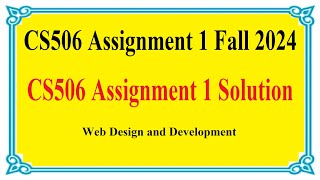 CS506 Assignment 1 Fall 2024  CS506 Assignment 1 Solution [upl. by Irma]