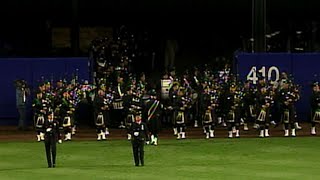 NYPD Pipers perform during Shea ceremony [upl. by Boleslaw]