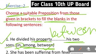 Choose a suitable Preposition from those given in brackets to fill the blanks in the following [upl. by Margeaux298]