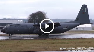 Lockheed C130J30 Super Hercules  German Air Force 5501  landing at Memmingen Airport [upl. by Eiruam762]