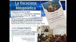 promo La Vocazione Mitopoietica Nicola Feruglio Teatro Dei Contrari Roma PresentazLibro 2432024 [upl. by Ysied761]