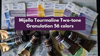 Mijello Tourmaline Twotone Granulating watercolors ALL 56 colors  Unboxing and Art Supply Haul [upl. by Nilcaj]