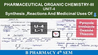 Pyrazole  Imidazole Oxazole Thiazole Synthesis  Properties amp Medicinal uses POCIIIrd U4 [upl. by Eahsed]