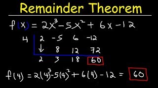 Remainder Theorem and Synthetic Division of Polynomials [upl. by Icam277]