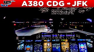 HiFly Airbus A380 Cockpit Paris CDG🇫🇷 to New York JFK🇺🇸 [upl. by Nayhr]