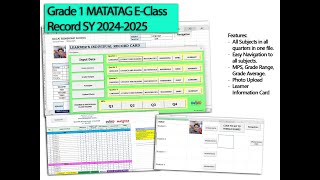 Grade 1 MATATAG Automated EClass Record SY 20242025 [upl. by Ardekahs]