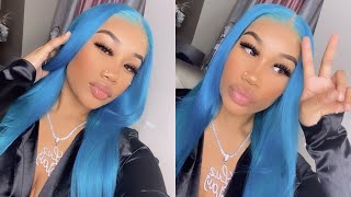 Blue lace front wig installation FT upermall 🌀💙 [upl. by Rausch]