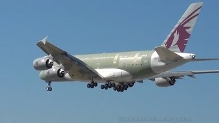 First QATAR AIRWAYS A380 A7APA  Maiden Flight Landing Hamburg [upl. by Vastah]