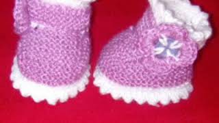 Tuto tricot chaussons faciles de bébé au tricotchaussons de bébé au tricot [upl. by Ennairda846]