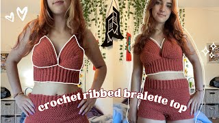 crochet ribbed bralette top tutorial [upl. by Saleme]