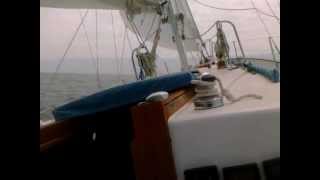 Westsail 32 in 18 to 20k wind reefed main staysail and 177sq ft jib [upl. by Rushing]