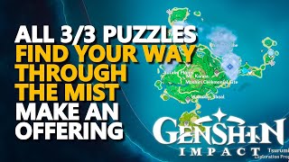 Find Your Way through the mist and make an offering at the perches Genshin Impact All 33 Puzzles [upl. by Orgel]