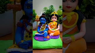 Shiv and parvati Clay art 🚩🙏 trendingshorts clayart hindugod [upl. by Yasmar]