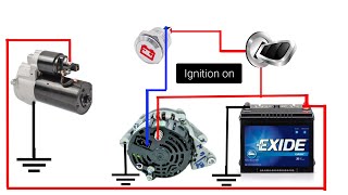 How to Connection Starter Motor And Alternator  Alternator And Starter Wiring Diagram [upl. by Nivram]