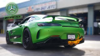 Mercedes Benz AMG GTR Pro Twin Turbo V8 577hp AMG race muffler Exhaust system [upl. by Halet]