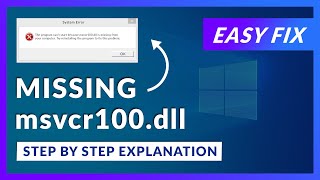 msvcr100dll Missing Error  How to Fix  2 Fixes  2021 [upl. by Deanna705]