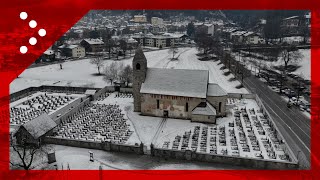 Neve anche a bassa quota il drone in volo su Pinzolo in Val Rendena [upl. by Alphonsine]