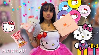 HELLO KITTY BIRTHDAY BASH SNACK BOX TASTE TEST 🎂🎀🥳  BOKKSU [upl. by Alves]