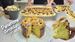 PANETTONE BRIOCHE ARROTOLATO veloce IN PENTOLA con MARMELLATA e NOCI [upl. by Malinde]