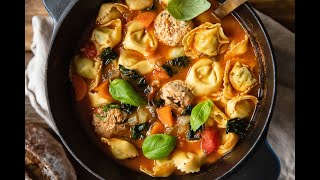 Chicken Meatball Soup with Tortellini  Easy Recipe for Tortellini Soup [upl. by Ardine716]