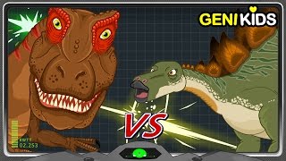 Dinosaurs Battle 1 ALLOSAURUS Vs STEGOSAURUS  Dinosaurs Figthting for Kids ★Genikids Dinosaur [upl. by Lolanthe356]