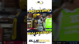 Kalel Mullings HUGE 63 yard fun Michigan vs USC [upl. by Nedyrb]