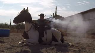 Laying down horse under gunfire and saddle [upl. by Oakman]