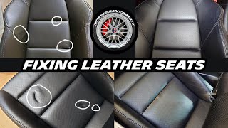 How to easily fix dents marks and indentations in leather seats Fixing 991 seats for Porsche 996 [upl. by Ayahs]