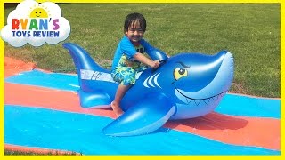 Water Slide for Kids with Giant Shark H2O Go Inflatable Toys [upl. by Pillihp584]