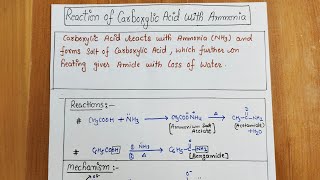 16 Reaction Of Carboxylic Acid with Ammonia with mechanism Chapter12 class12 organic neet jee [upl. by Aehc914]