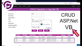 Complete CRUD Operation in Asp Net using VB With SQL Server Step by Step  ProgrammingGeek [upl. by Neddie366]