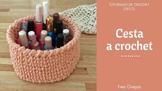 Cesta a crochet  Cómo tejer una cesta redonda a crochet paso a paso [upl. by Walt]