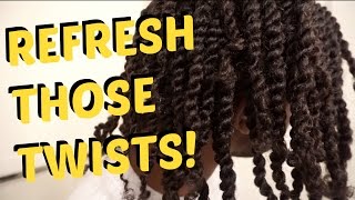 HOW TO REFRESH TWISTS  Mens Natural Hair Care [upl. by Delora854]