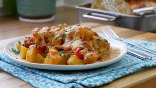 Hähnchen Kartoffel Auflauf mit Paprika Rezept  Chicken Potato Bake with Paprika  ENG SUBS [upl. by Ahsinal]