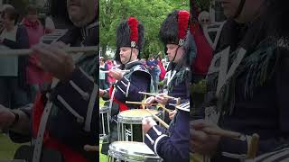 Drumming skills display by Pipe Band Drum Corps before 2023 Tomintoul Highland Games shorts [upl. by Banks]