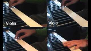 Eine kleine Nachtmusik Mozart Wolfgang Amadeus 4x piano split screen [upl. by Holtz656]