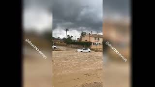 Heavy floods due to torrential rainfall in Puerto de Mazarrón Murcia Spain [upl. by Annavaig]