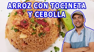 Arroz con Tocineta y Cebolla 👉🏼 Receta Boricua [upl. by Elwee]