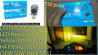 LIU HJG Motorcycle LED Headlight Bulb YellowWhite With H4 Fitting 12V36Vfull review [upl. by Ferro]