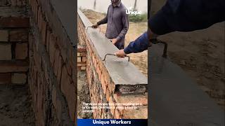 Brick wall construction with metal beam  The workers do their job perfectly  machine shorts [upl. by Haneehs]