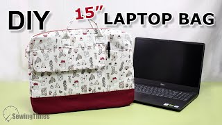 DIY 15″ LAPTOP BAG  Large LapTop Case Sewing Tutorial sewingtimes [upl. by Aridan907]