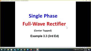 Example 33 PE 3rd ed  FullWave Rectifier  Efficiency  FF  RF  TUF  PIV  CF  PF [upl. by Adiaj]