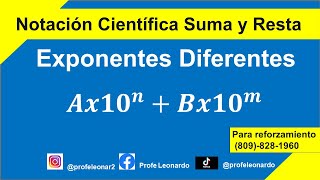 NOTACION CIENTIFICA SUMA Y RESTA CON EXPONENTES DIFERENTES [upl. by Sedlik666]