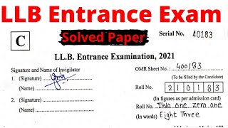 LLB Entrance Exam Paper 2021  LLB Entrance Exam Previous Year Paper  LLB Entrance Exam old Paper [upl. by Molly]