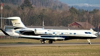 Gulfstream G650 MUSIK  Landing in Bern HD [upl. by Eralc]