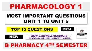 pharmacology 4th semester important questions  pharmacology  Carewell Pharma  Most Important [upl. by Ger45]