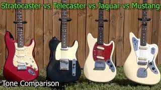 Fender Stratocaster vs Telecaster vs Jaguar vs Mustang  Guitar Tone and Sound Comparison [upl. by Ailen]