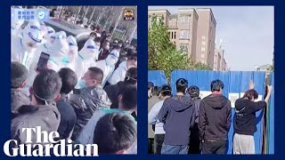 Mass protest breaks out at Foxconns iPhone facility in Zhengzhou [upl. by Maxantia193]